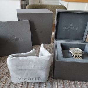 Michele Silver Women Watch Large Face, All Orginal Packaging